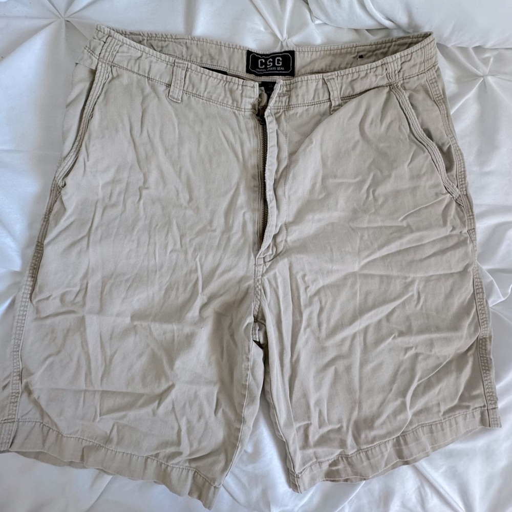 CSG champs sports gear, men’s khaki tan shorts, size 36